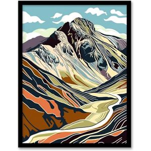 Artery8 Stylised Scafell Pike Mountain Hiking Cambria Living Room Artwork Framed Wall Art Print A4 Artery8 Stylised Scafell Pike Mountain Hiking Cambria Living Room Artwork Framed Wall Art Print A4