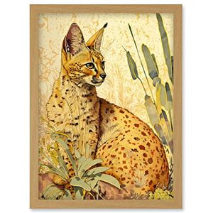 Artery8 - Serval Cat in Nature - A4 - Light Oak - Wall Art Print Artery8 - Serval Cat in Nature - A4 - Light Oak - Wall Art Print