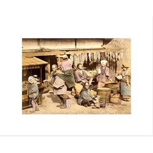 Wee Blue Coo VINTAGE WATERCOLOUR PORTRAIT FISH MARKET JAPAN FRAMED ART PRINT MOUNT B12X11854 Wee Blue Coo VINTAGE WATERCOLOUR PORTRAIT FISH MARKET JAPAN FRAMED ART PRINT MOUNT B12X11854