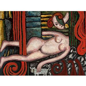 Artery8 Tytus Czyzewski Nude With Cat Abstract Painting Premium Wall Art Canvas Print 18X24 Inch Artery8 Tytus Czyzewski Nude With Cat Abstract Painting Premium Wall Art Canvas Print 18X24 Inch