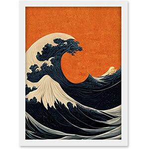 Doppelganger33 LTD Minimalist Orange Sunset Sky Modern Style Of Great Wave Off Kanagawa Artwork Framed A3 Wall Art Print Doppelganger33 LTD Minimalist Orange Sunset Sky Modern Style Of Great Wave Off Kanagawa Artwork Framed A3 Wall Art Print