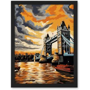 Artery8 London Tower Bridge Dramatic Sunset Sky Artwork Orange Grey River Thames Riverboat England Clouds Artwork Framed Wall Art Print 18X24 Inch Artery8 London Tower Bridge Dramatic Sunset Sky Artwork Orange Grey River Thames Riverboat England Clouds Artwork Framed Wall Art Print 18X24 Inch