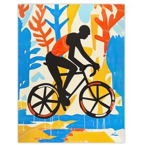 Artery8 Bright Colourful Cyclist on Bicycle Painting Bold Living Room Extra Large XL Wall Art Poster Print Artery8 Bright Colourful Cyclist on Bicycle Painting Bold Living Room Extra Large XL Wall Art Poster Print