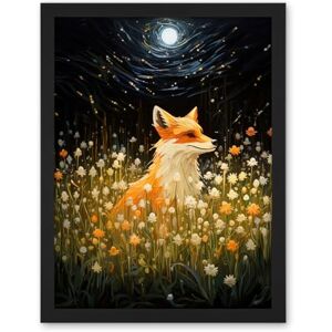 Artery8 Watching the Fireflies Dance Happy Fox over a Wildflower Meadow Oil Painting Orange White Blue Full Moon Spring Night Dreamy Landscape Artwork Framed Wall Art Print 18X24 Inch Artery8 Watching the Fireflies Dance Happy Fox over a Wildflower Meadow Oil Painting Orange White Blue Full Moon Spring Night Dreamy Landscape Artwork Framed Wall Art Print 18X24 Inch