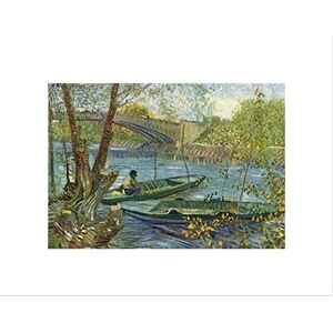 Wee Blue Coo VAN GOGH ANGLER BOAT AT PONT DE CLICHY BLACK FRAMED ART PRINT B12X1978 Wee Blue Coo VAN GOGH ANGLER BOAT AT PONT DE CLICHY BLACK FRAMED ART PRINT B12X1978