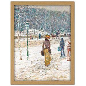 Fine Art Prints Hassam New York Street Snow Winter Impressionist Painting Large Framed Art Print Poster Wall Decor 18x24 in Fine Art Prints Hassam New York Street Snow Winter Impressionist Painting Large Framed Art Print Poster Wall Decor 18x24 in