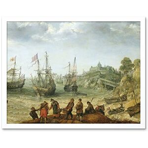 Artery8 Adam Willaerts Ships Off A Rocky Coast Painting Art Print Framed Poster Wall Decor 12x16 inch Artery8 Adam Willaerts Ships Off A Rocky Coast Painting Art Print Framed Poster Wall Decor 12x16 inch