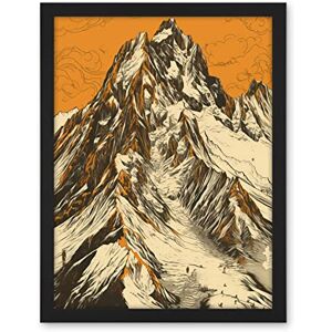 Artery8 K2 Mountain Peak Summit Climbers White and Orange Artwork Framed Wall Art Print 18X24 Inch Artery8 K2 Mountain Peak Summit Climbers White and Orange Artwork Framed Wall Art Print 18X24 Inch