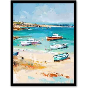 Artery8 Sandy Beach Bay Fishing Boats Coastal Landscape Living Room Artwork Framed Wall Art Print A4 Artery8 Sandy Beach Bay Fishing Boats Coastal Landscape Living Room Artwork Framed Wall Art Print A4