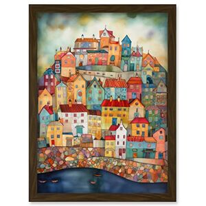 Artery8 - Home By The Sea - Folk Art - Framed Wall Art Artery8 - Home By The Sea - Folk Art - Framed Wall Art