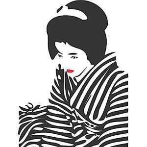 Wee Blue Coo Japanese Geisha Lipstick Stripes Unframed Art Print Poster Wall Decor 12X16 Inch Wee Blue Coo Japanese Geisha Lipstick Stripes Unframed Art Print Poster Wall Decor 12X16 Inch