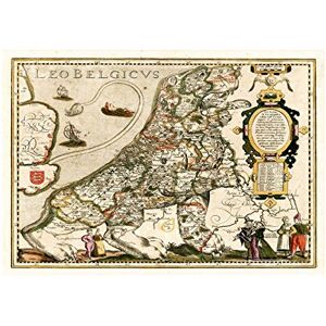 Wee Blue Coo Map Antique Belgium North Sea Lion Leo Wall Art Print Wee Blue Coo Map Antique Belgium North Sea Lion Leo Wall Art Print