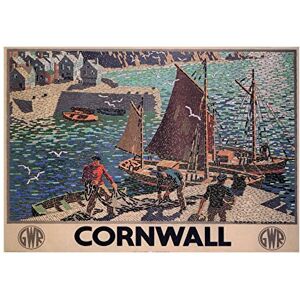 Wee Blue Coo Travel Harbour Boat Fishing Cornwall Rail Gwr UK Advert Wall Art Print Wee Blue Coo Travel Harbour Boat Fishing Cornwall Rail Gwr UK Advert Wall Art Print