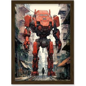 Artery8 Red Mecha Robot in City Street Anime Sci-Fi Artwork Giant Humanoid Machine Fantasy Science Fiction Artwork Framed Wall Art Print A4 Artery8 Red Mecha Robot in City Street Anime Sci-Fi Artwork Giant Humanoid Machine Fantasy Science Fiction Artwork Framed Wall Art Print A4