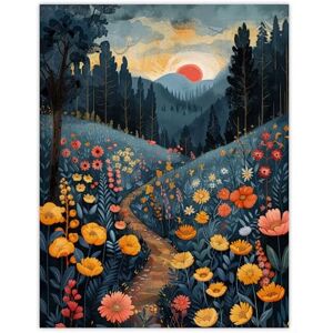 Artery8 Wildflower Path at Sunset Floral Nature Landscape For Living Room Extra Large XL Wall Art Poster Print Artery8 Wildflower Path at Sunset Floral Nature Landscape For Living Room Extra Large XL Wall Art Poster Print