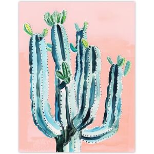 Artery8 Desert Cactus Pastel Colour Pink Teal Watercolour Living Room Extra Large XL Wall Art Poster Print Artery8 Desert Cactus Pastel Colour Pink Teal Watercolour Living Room Extra Large XL Wall Art Poster Print