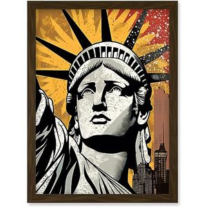Artery8 Statue of Liberty Comic Book Style Black Red Yellow New York City Skyscraper Artwork Framed Wall Art Print A4 Artery8 Statue of Liberty Comic Book Style Black Red Yellow New York City Skyscraper Artwork Framed Wall Art Print A4