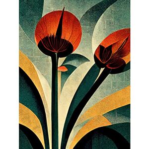 Wee Blue Coo Single Art Deco Flower Painting Coral Navy Green Beige Unframed Wall Art Print Poster Home Decor Premium Wee Blue Coo Single Art Deco Flower Painting Coral Navy Green Beige Unframed Wall Art Print Poster Home Decor Premium