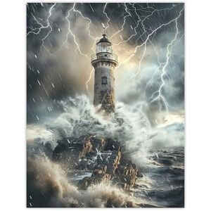 Artery8 Lighthouse Thunderstorm Sea Crushing Waves Living Room Extra Large XL Wall Art Poster Print Artery8 Lighthouse Thunderstorm Sea Crushing Waves Living Room Extra Large XL Wall Art Poster Print
