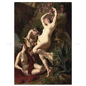 Wee Blue Coo Painting Allegory Greek Waldmuller Graces Garlanded Roses Wall Art Print Wee Blue Coo Painting Allegory Greek Waldmuller Graces Garlanded Roses Wall Art Print