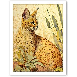 Artery8 Serval Cat in Nature Detailed Watercolour and Ink Bright Illustration Artwork Framed Wall Art Print 18X24 Inch Artery8 Serval Cat in Nature Detailed Watercolour and Ink Bright Illustration Artwork Framed Wall Art Print 18X24 Inch