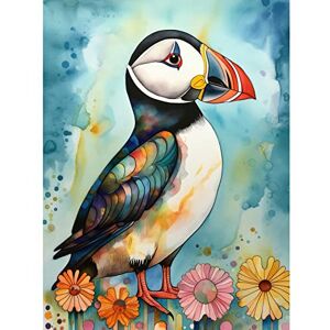 Artery8 Puffin Bird With Flowers Folk Art Unframed Wall Art Print Poster Home Decor Premium Artery8 Puffin Bird With Flowers Folk Art Unframed Wall Art Print Poster Home Decor Premium