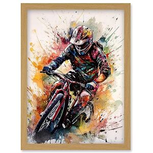 Artery8 Mountain Biker Action Shot Paint Splat Portrait Artwork Framed Wall Art Print A4 Artery8 Mountain Biker Action Shot Paint Splat Portrait Artwork Framed Wall Art Print A4