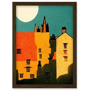 Wee Blue Coo Paper Cut Dean Village Edinburgh in Vibrant Reds and Yellows Artwork Framed Wall Art Print A4 Wee Blue Coo Paper Cut Dean Village Edinburgh in Vibrant Reds and Yellows Artwork Framed Wall Art Print A4