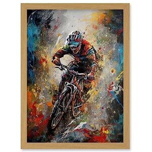 Artery8 Mountain Biker Paint Splat Action Shot Portrait Artwork Framed Wall Art Print A4 Artery8 Mountain Biker Paint Splat Action Shot Portrait Artwork Framed Wall Art Print A4