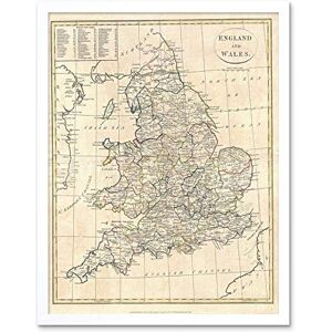 Wee Blue Coo 1799 Clement Cruttwell Map England Vintage Art Print Framed Poster Wall Decor 12X16 Inch Wee Blue Coo 1799 Clement Cruttwell Map England Vintage Art Print Framed Poster Wall Decor 12X16 Inch