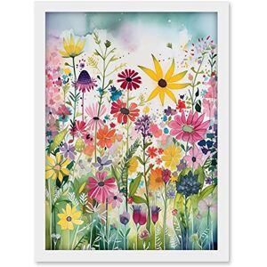Artery8 Bright Wildflower Floral Blooms Folk Art Artwork Framed A3 Wall Art Print Artery8 Bright Wildflower Floral Blooms Folk Art Artwork Framed A3 Wall Art Print