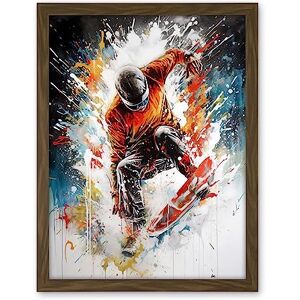 Artery8 Extreme Sports Snowboarding Paint Splat Portrait Artwork Framed Wall Art Print 18X24 Inch Artery8 Extreme Sports Snowboarding Paint Splat Portrait Artwork Framed Wall Art Print 18X24 Inch