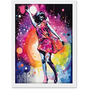 Artery8 Disco Music Fever Dance Moves Woman in Rainbow Dancefloor Light Modern Watercolour Painting Artwork Framed A3 Wall Art Print Artery8 Disco Music Fever Dance Moves Woman in Rainbow Dancefloor Light Modern Watercolour Painting Artwork Framed A3 Wall Art Print