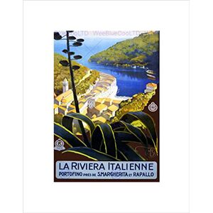 Wee Blue Coo Travel Italian Riviera Portofino Harbour Sea Italy Vintage Wall Art Print Wee Blue Coo Travel Italian Riviera Portofino Harbour Sea Italy Vintage Wall Art Print