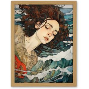 Artery8 Dreaming of the Sea Woman Sleeping Egon Schiele Style Watercolour Painting Red Brown Blue Carried by Waves Artwork Framed Wall Art Print 18X24 Inch Artery8 Dreaming of the Sea Woman Sleeping Egon Schiele Style Watercolour Painting Red Brown Blue Carried by Waves Artwork Framed Wall Art Print 18X24 Inch