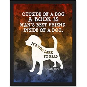 Wee Blue Coo Book Dog Man's Best Friend Inside Dark Read Quote Groucho Marx Large Framed Art Print Poster Wall Decor 18x24 inch Wee Blue Coo Book Dog Man's Best Friend Inside Dark Read Quote Groucho Marx Large Framed Art Print Poster Wall Decor 18x24 inch