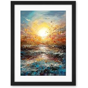 Artery8 Sunrise at Sea Abstract Seascape Splatter Art Artwork Framed Wall Art Print 18X24 Inch Artery8 Sunrise at Sea Abstract Seascape Splatter Art Artwork Framed Wall Art Print 18X24 Inch