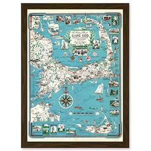 Artery8 1949 Cape Cod Nantucket Massachusetts Pictorial Map Chase A4 Artwork Framed Wall Art Print Artery8 1949 Cape Cod Nantucket Massachusetts Pictorial Map Chase A4 Artwork Framed Wall Art Print