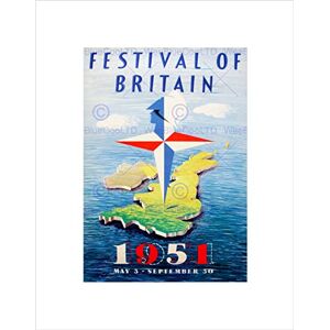 Wee Blue Coo Ad Exhibition Festival Britain Map Island 1951 Compass UK Wall Art Print Wee Blue Coo Ad Exhibition Festival Britain Map Island 1951 Compass UK Wall Art Print