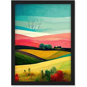 Doppelganger33 LTD Four Seasons Colourful Modern Country Landscape Painting Artwork Framed A3 Wall Art Print Doppelganger33 LTD Four Seasons Colourful Modern Country Landscape Painting Artwork Framed A3 Wall Art Print