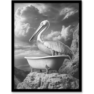 Artery8 Pelican Bird in Bathtub Black White Cliff Surreal Bathroom Toilet Artwork Framed Wall Art Print 18X24 Inch Artery8 Pelican Bird in Bathtub Black White Cliff Surreal Bathroom Toilet Artwork Framed Wall Art Print 18X24 Inch