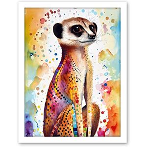 Artery8 Meerkat With Multicolour Pattern Fur Folk Art Watercolour Painting Artwork Framed Wall Art Print 18X24 Inch Artery8 Meerkat With Multicolour Pattern Fur Folk Art Watercolour Painting Artwork Framed Wall Art Print 18X24 Inch