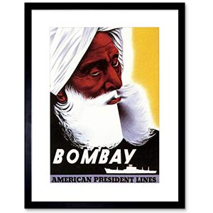 Wee Blue Coo TRAVEL BOMBAY MUMBAI INDIA SIKH SHIP LINER BEARD TURBAN FRAMED PRINT B12X6356 Wee Blue Coo TRAVEL BOMBAY MUMBAI INDIA SIKH SHIP LINER BEARD TURBAN FRAMED PRINT B12X6356