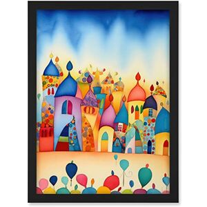 Artery8 Multicoloured Cityscape Celebration Day Folk Art Watercolour Painting Artwork Framed A3 Wall Art Print Artery8 Multicoloured Cityscape Celebration Day Folk Art Watercolour Painting Artwork Framed A3 Wall Art Print