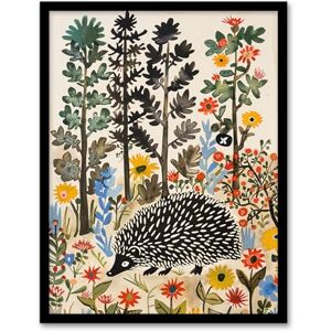 Artery8 Hedgehog in Forest Folk Art Painting Wildflowers Kids Bedroom Artwork Framed Wall Art Print A4 Artery8 Hedgehog in Forest Folk Art Painting Wildflowers Kids Bedroom Artwork Framed Wall Art Print A4