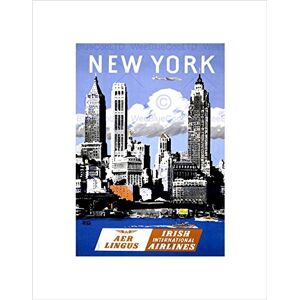Wee Blue Coo TRAVEL AER LINGUS NEW YORK MANHATTAN IRELAND AIRLINE AD FRAMED ART PRINT B12X1443 Wee Blue Coo TRAVEL AER LINGUS NEW YORK MANHATTAN IRELAND AIRLINE AD FRAMED ART PRINT B12X1443