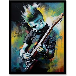 Artery8 Punk Music Artwork Blue Yellow Guitarist Playing At Concert Vibrant Portrait Artwork Framed Wall Art Print A4 Artery8 Punk Music Artwork Blue Yellow Guitarist Playing At Concert Vibrant Portrait Artwork Framed Wall Art Print A4