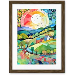 Artery8 Rural Landscape English Countryside Sunrise Folk Art Watercolour Painting Artwork Framed Wall Art Print 18X24 Inch Artery8 Rural Landscape English Countryside Sunrise Folk Art Watercolour Painting Artwork Framed Wall Art Print 18X24 Inch