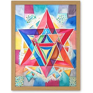 Artery8 Jewish Star Of David Bright Multicoloured Folk Art Watercolour Painting Artwork Framed Wall Art Print 18X24 Inch Artery8 Jewish Star Of David Bright Multicoloured Folk Art Watercolour Painting Artwork Framed Wall Art Print 18X24 Inch