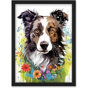 Artery8 Border Collie Dog Bright Watercolour Painting Floral Portrait with Wildflowers and Butterflies Artwork Framed Wall Art Print A4 Artery8 Border Collie Dog Bright Watercolour Painting Floral Portrait with Wildflowers and Butterflies Artwork Framed Wall Art Print A4